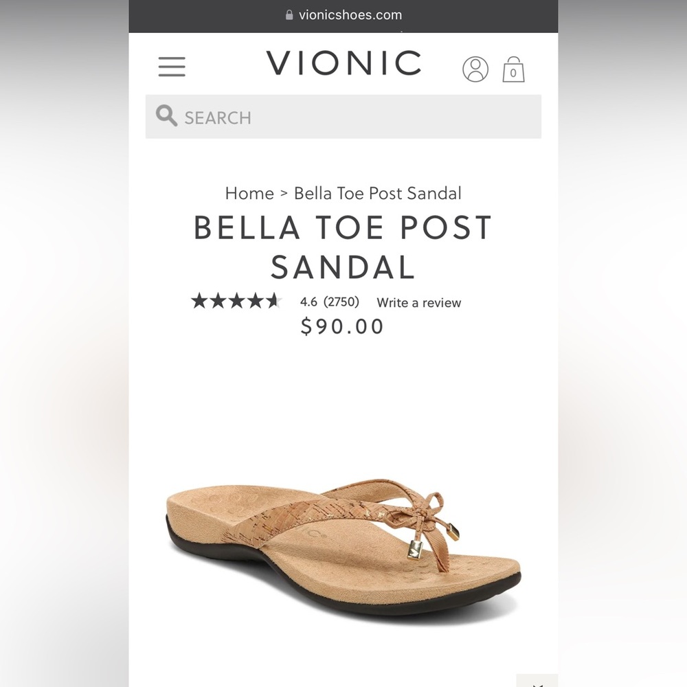 Vionic BELLA TOE POST SANDAL